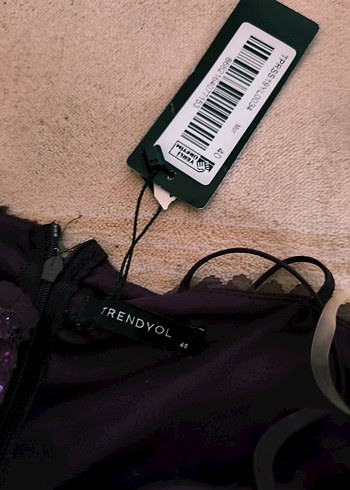 Mor Dantel Midi Straplez Kadın Elbise - Görsel 3