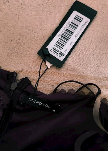 Mor Dantel Midi Straplez Kadın Elbise - Görsel 4