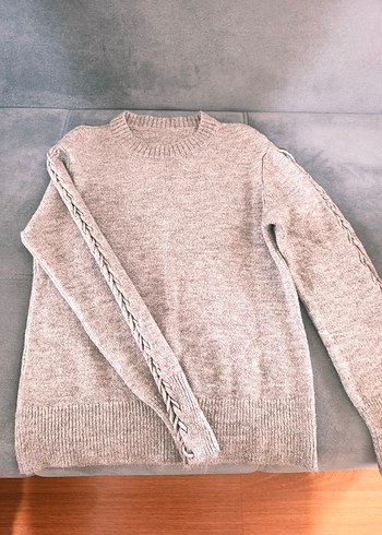 gri Örgü Kadın Triko Kazak - Görsel 2