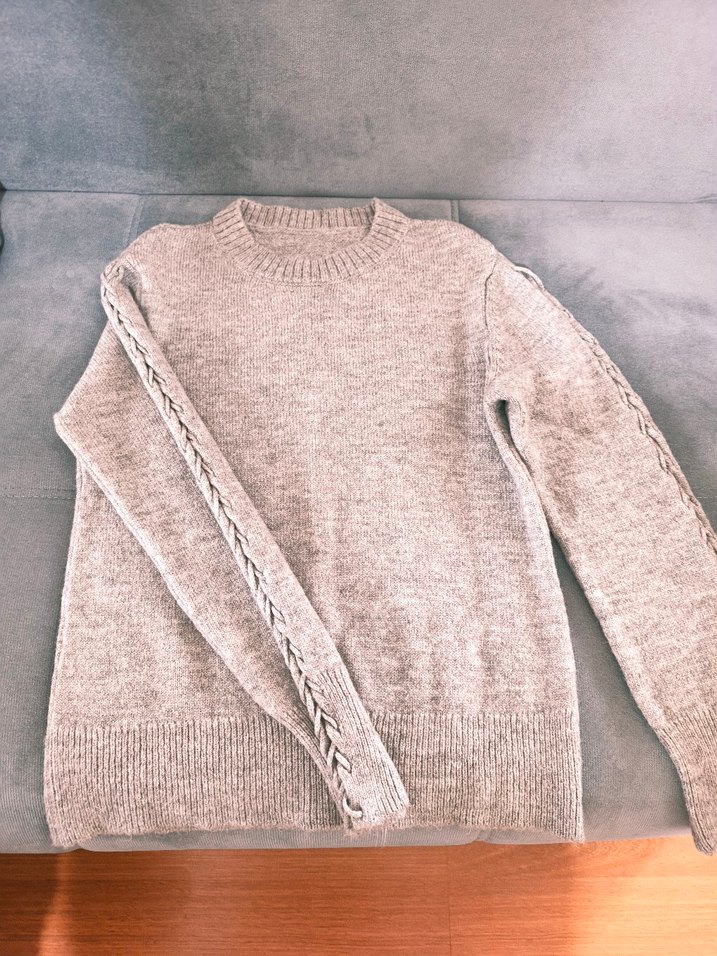 gri Örgü Kadın Triko Kazak - Görsel 2