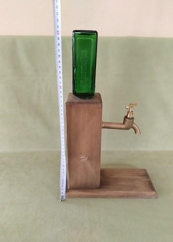 Musluklu ahşap şişe standı - Görsel 2