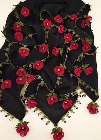 İğne oyası gelincik motif