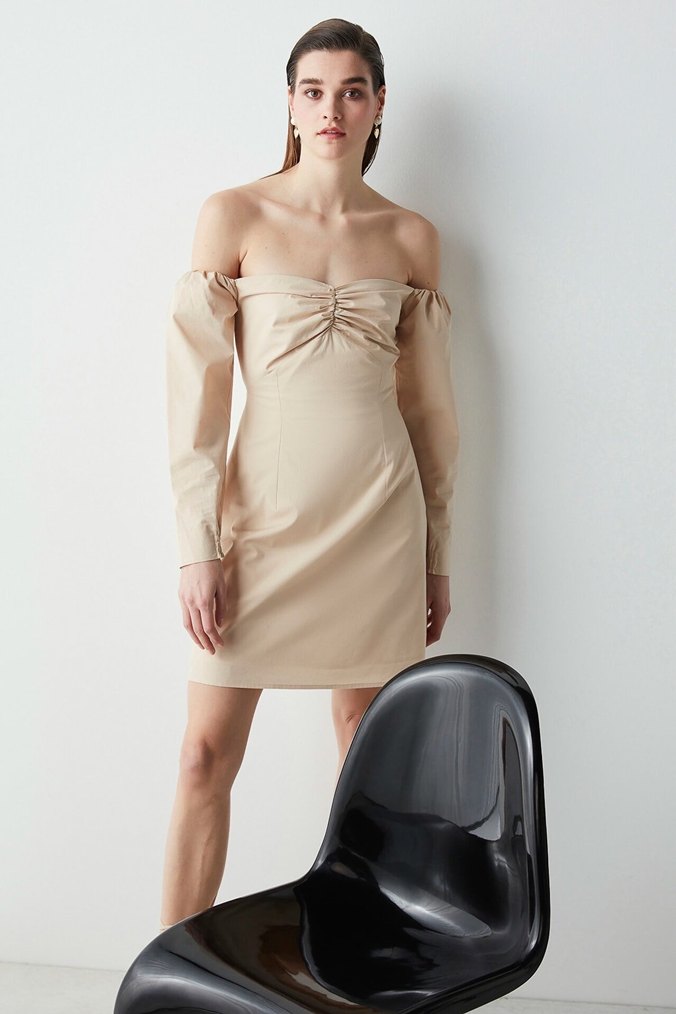 İpekyol Bej Elbise - Görsel 4