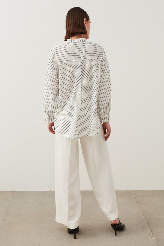 İpekyol Çizgili Armürlü Bluz - Görsel 4