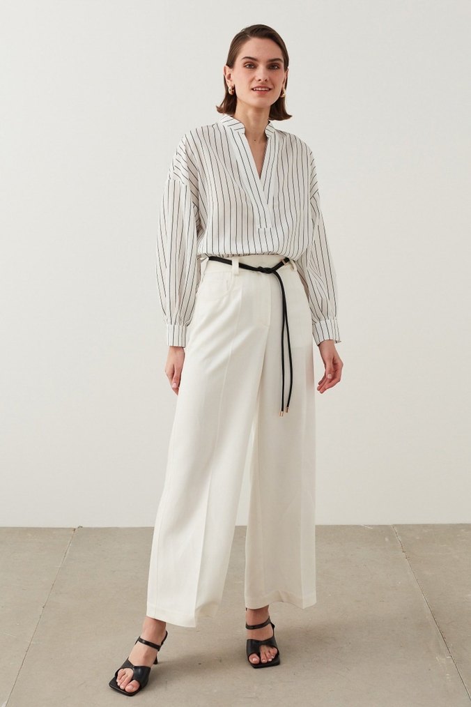 İpekyol Çizgili Armürlü Bluz - Görsel 2