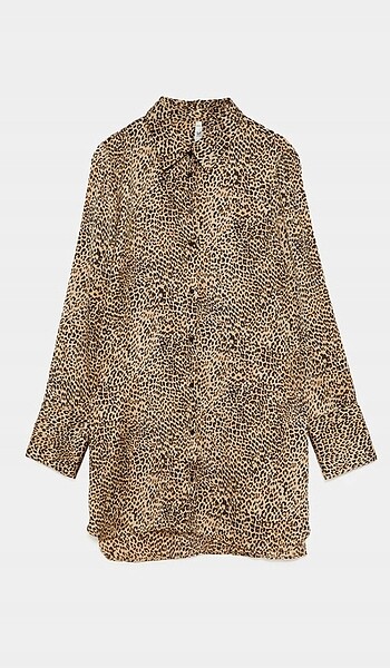Zara Saten Leopar Gömlek Elbise