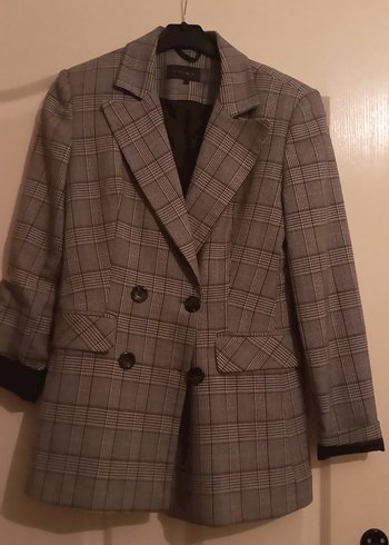 SIFIR Gri Ekose Kadın Blazer Ceket - Görsel 2