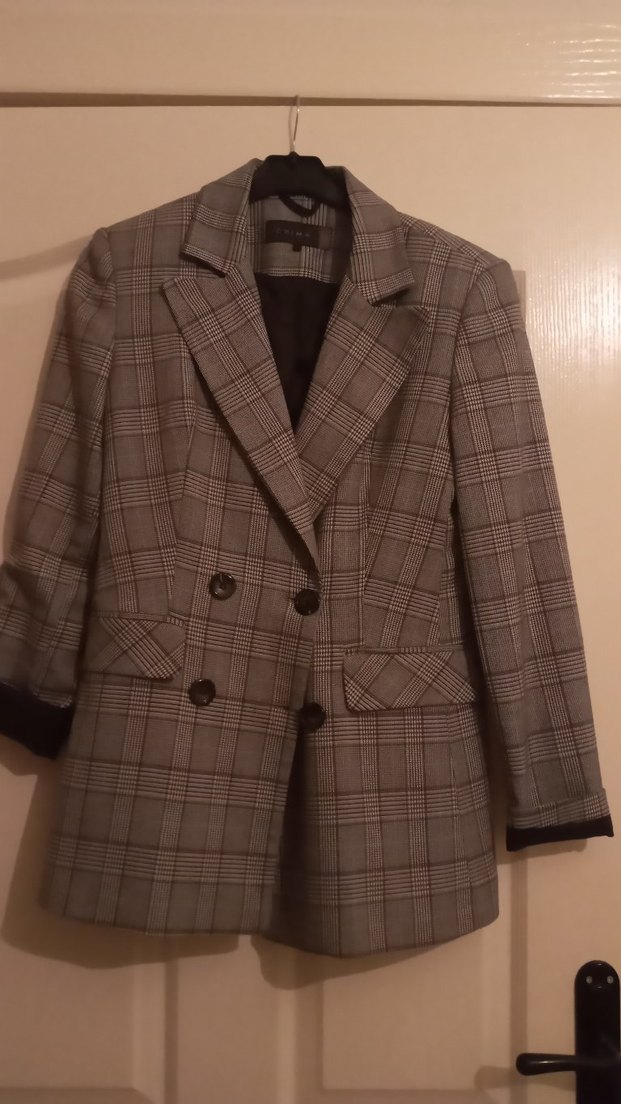 SIFIR Gri Ekose Kadın Blazer Ceket - Görsel 2