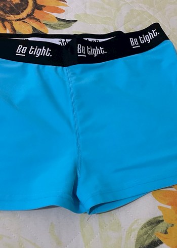 Mavi Elastik Belli Mini Spor Hamile Şortu - Görsel 4