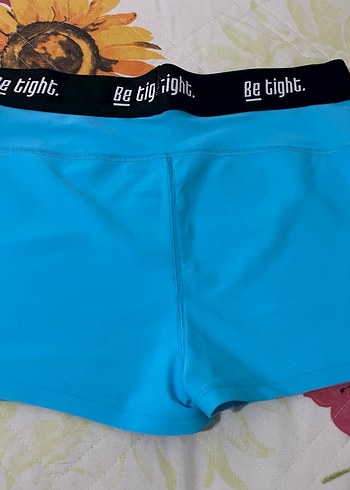 Mavi Elastik Belli Mini Spor Hamile Şortu - Görsel 3