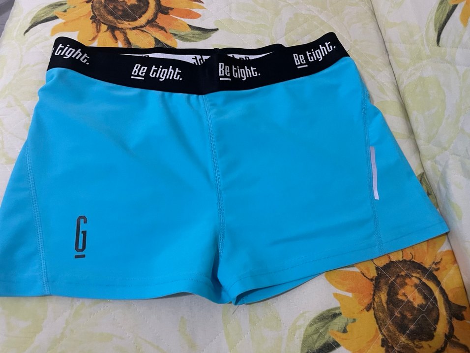 Mavi Elastik Belli Mini Spor Hamile Şortu - Görsel 4