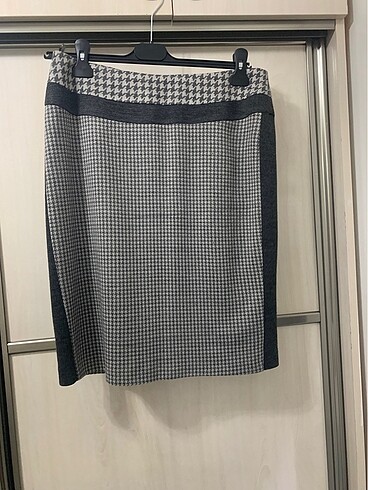 40 Beden gri Renk Zara kareli etek