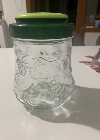 Yeşil Kapaklı Kabartma Camlı Kavonoz - Görsel 3