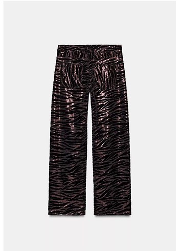 Kahverengi Zebra Desenli pulpayet Kadın Pantolon - Görsel 7