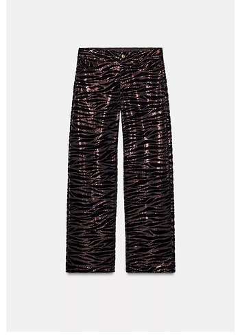 Kahverengi Zebra Desenli pulpayet Kadın Pantolon - Görsel 6