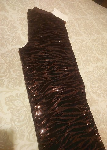 Kahverengi Zebra Desenli pulpayet Kadın Pantolon - Görsel 11