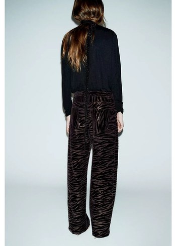 Kahverengi Zebra Desenli pulpayet Kadın Pantolon - Görsel 4