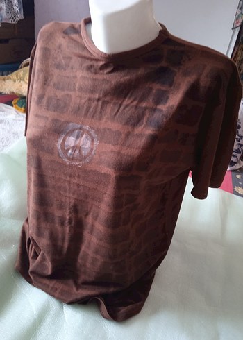 Hobby Life Kahverengi Batik Desenli Oversize Tişört