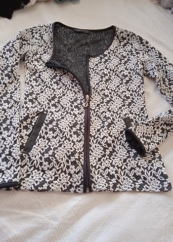 Kabartma Desenli Fermuarlı Kadın Hırkası - Görsel 6