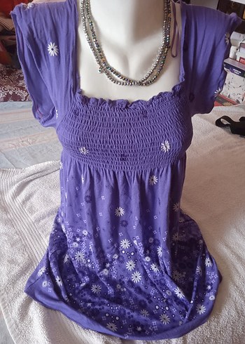 Mor Bohem Geniş Askılı Tunik
