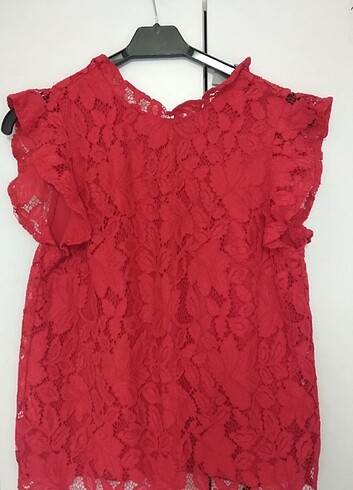 H&M kırmızı kupur dantel.cok sik