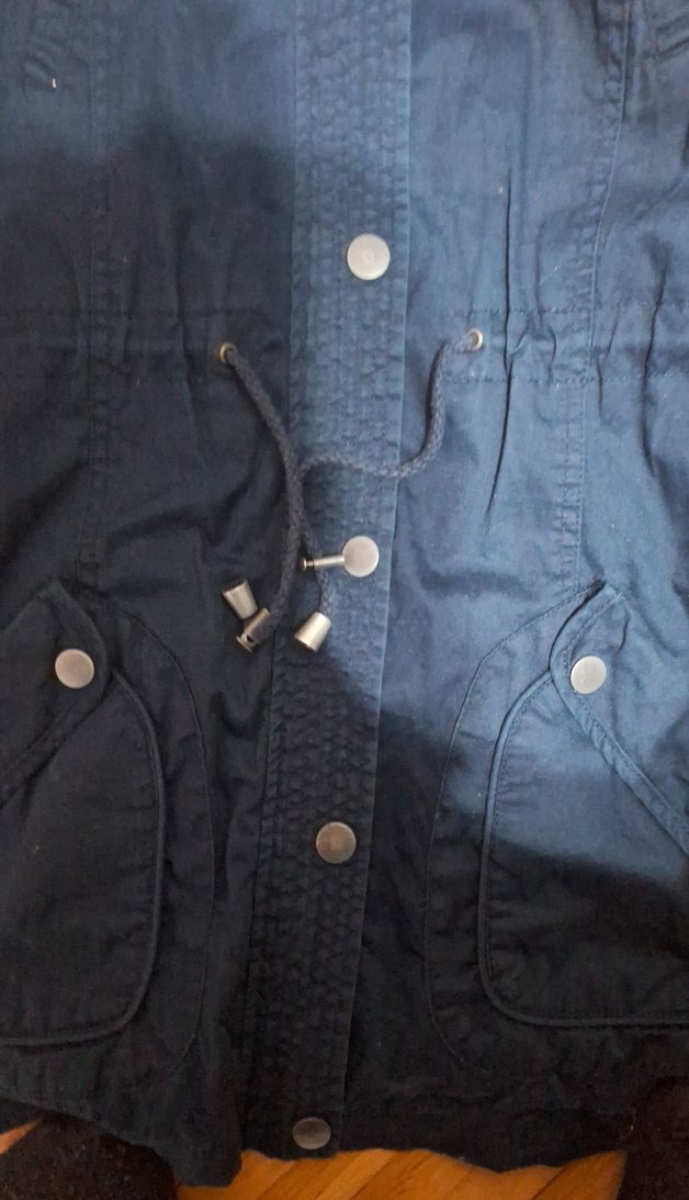 Düğmeli Midi Mavi Denim Kadın Ceket/Yağmurluk - Görsel 5