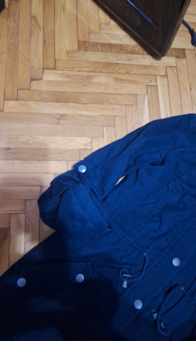 Düğmeli Midi Mavi Denim Kadın Ceket/Yağmurluk - Görsel 3