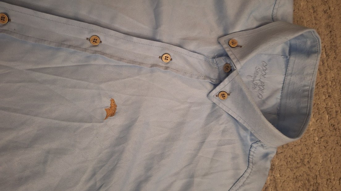 Düğmeli Mavi Erkek Gömlek - Görsel 3