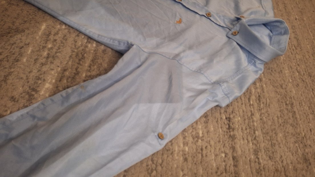 Düğmeli Mavi Erkek Gömlek - Görsel 2