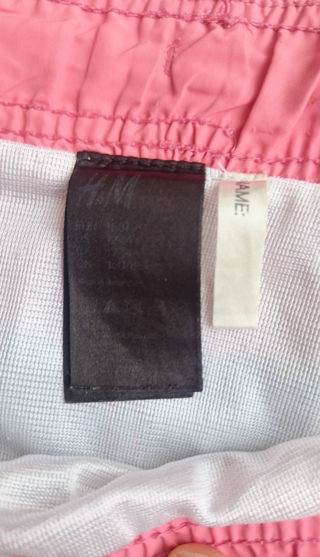 Pembe ve Yeşil Renkli H&M Çizgili Erkek Mini Deniz Şortu - Görsel 3