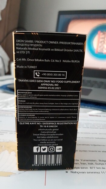 Diğer NATURALİS SU BAZLI TAKVİYE EDİCİ GIDA 50ml