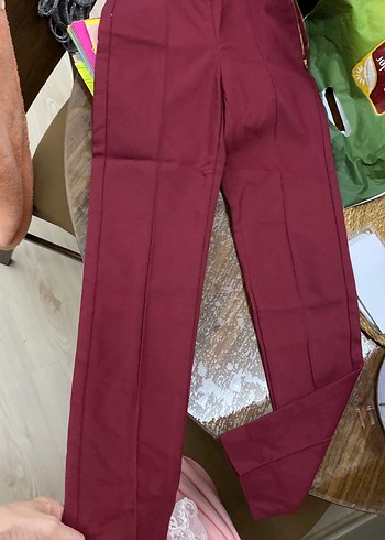 Bordo Kadın Midi Kumaş Pantolon