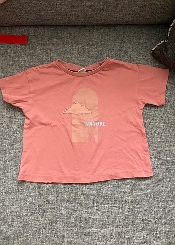 Kız Çocuk Pembe Baskılı Pamuklu Tişört - Görsel 4