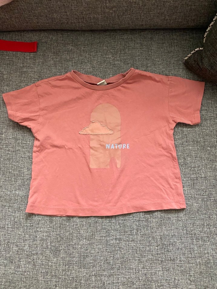 Kız Çocuk Pembe Baskılı Pamuklu Tişört - Görsel 4