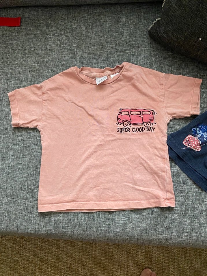 Kız Çocuk Pembe Baskılı Pamuklu Tişört - Görsel 2