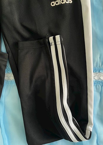 Standart Beden Beden Erkek-Kadın Siyah Beyaz Fermuarlı Adidas Eşofman Altı