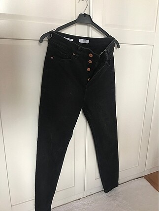 38 Beden siyah Renk Ultra Yüksel Bel Dört Düğmeli Siyah Skinny Jean