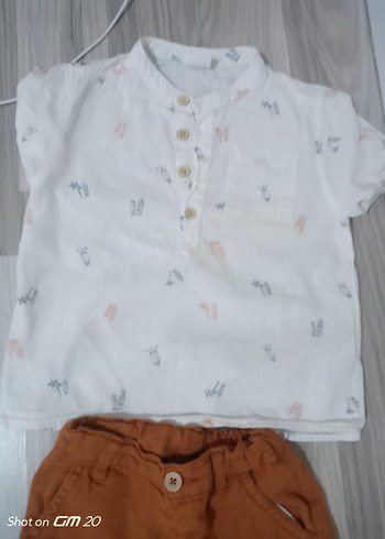 3 Yaş Beden Kısa Kollu Yaka Detaylı Erkek Bebek Takımı