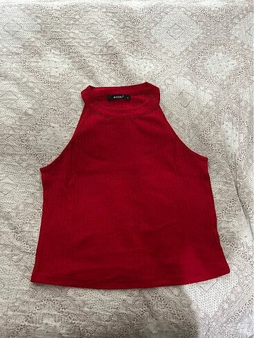 Halter yaka crop bluz