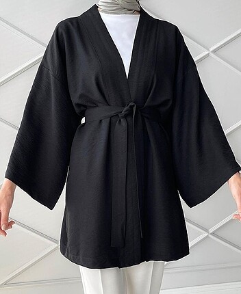 Siyah- Aerobin Kumaş Kimono