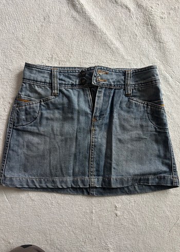 Urban Outfitters Klasik Mavi Denim Mini Etek Vintage
