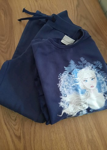 Kız Çocuk Lacivert Fırfırlı Sweatshirt ve Eşofman - Görsel 5