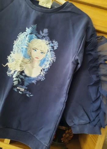 Kız Çocuk Lacivert Fırfırlı Sweatshirt ve Eşofman - Görsel 3