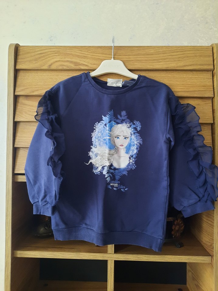 Kız Çocuk Lacivert Fırfırlı Sweatshirt ve Eşofman - Görsel 2