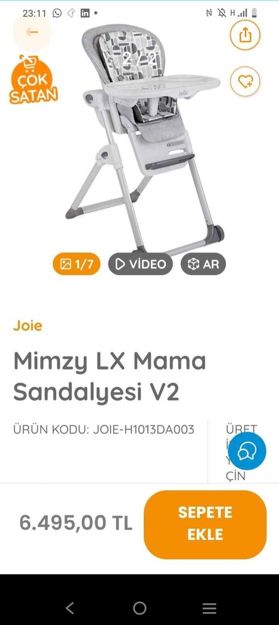 Beyaz ve Gri Bebek Mama Sandalyesi - Görsel 2