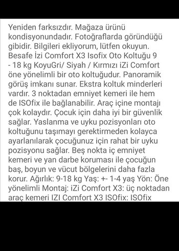 Kırmızı Çocuk Oto Koltuğu - Görsel 3