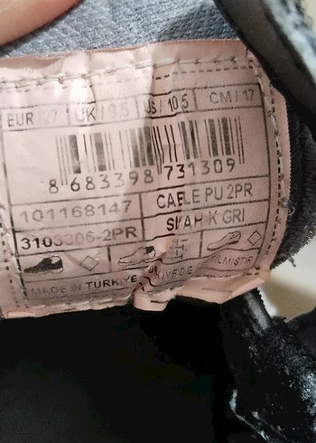 erkek Çocuk Siyah Gri Spor Ayakkabı Velcro - Görsel 5