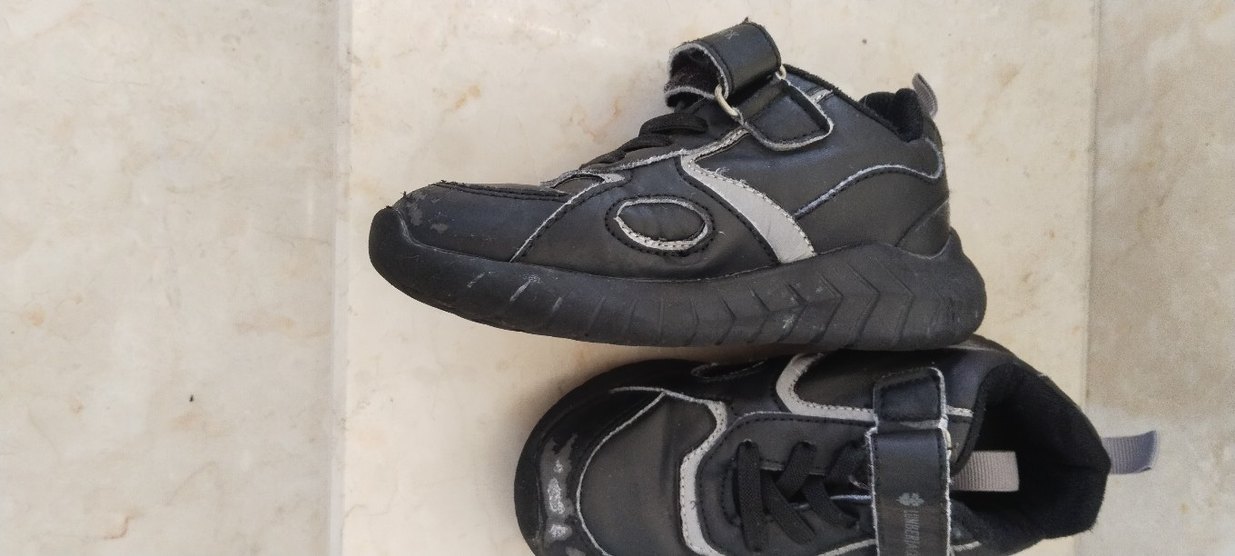 erkek Çocuk Siyah Gri Spor Ayakkabı Velcro - Görsel 2