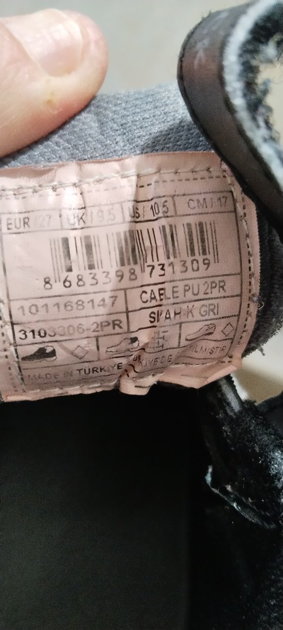 erkek Çocuk Siyah Gri Spor Ayakkabı Velcro - Görsel 5