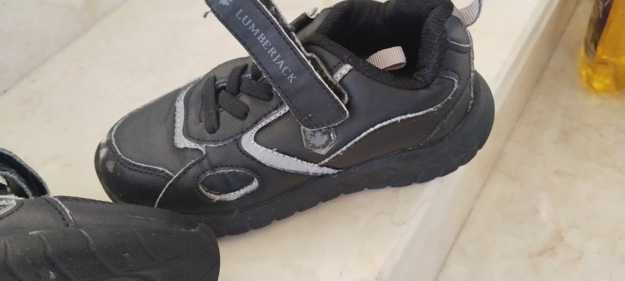 erkek Çocuk Siyah Gri Spor Ayakkabı Velcro - Görsel 4